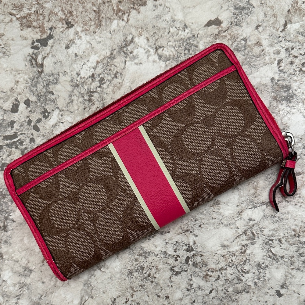 Brown/Pink Coach Wallet